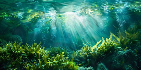 Obraz premium Imposing marine algae in the submerged realm.