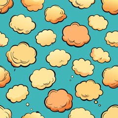 Fototapeta premium Seamless pattern of comic-style thought bubbles and question marks, perfect for adding a touch of humor to any project, Generative AI
