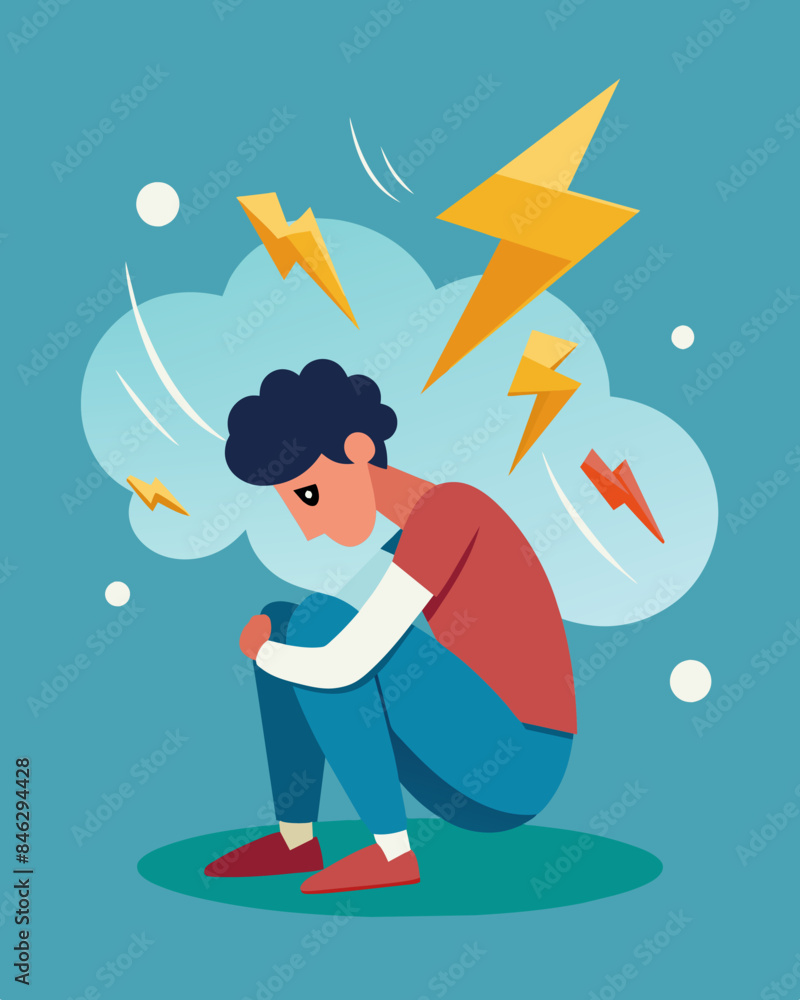Poster they feel ped unable to escape from the constant barrage of harmful words and thoughts.. vector illu