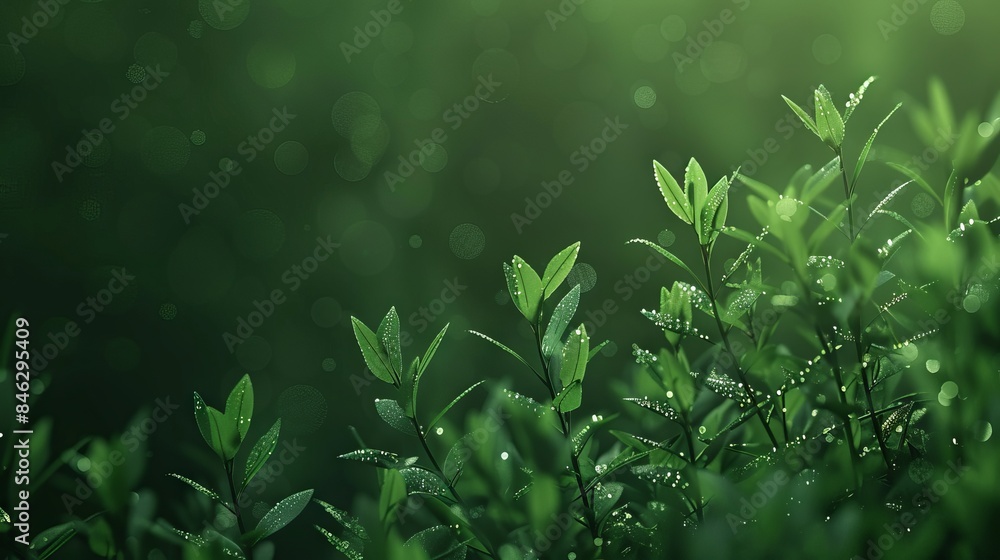 Poster abstract green bokeh defocus glitter blur background with soft light effects for vibrant and elegant