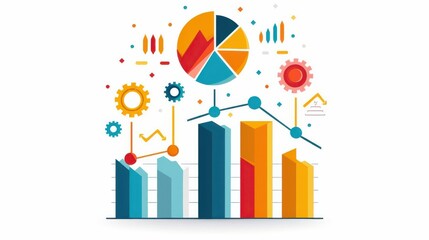 Obraz premium A savings goal chart clipart, financial planning element, infographic style, colorful, isolated on white background