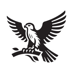 Cute Peregrine Falcon Flying Ready Pounce Prey with Line Art Drawing, Animal Birds, Vector Character Illustration, Cartoon Mascot Logo in Isolated White Background