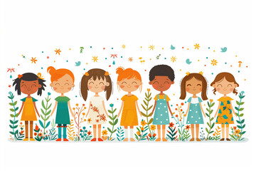 Fototapeta premium Friendship Day, a worldwide celebration of human connection, vector style on a white background