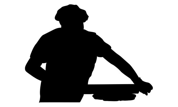 recommend clip art: silhouette of chef rolling dough with rolling pin