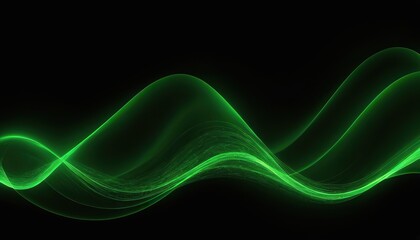 Naklejka premium Abstract green softness and transparent lines wave design isolated on a black background.
