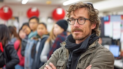 Fototapeta premium A Dedicated Software Developer Teaching Coding To Students, Inspiring The Next Generation Of Tech Innovators