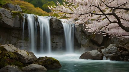 waterfall in the mountains japan