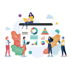 Business people meeting with chart on slide presentation.