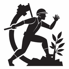 silhouette of Worker In Action illustration