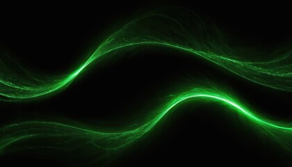 Naklejka premium Green waves of smoke on the black background. Abstract waves background.