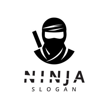 Ninja warrior logo. Simple black ninja icon illustration design