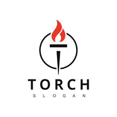 Burning Torch Fire Flame Logo Design