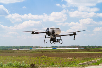Plant protection drone in operation