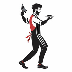 Barber In Action silhouette vector art illustration