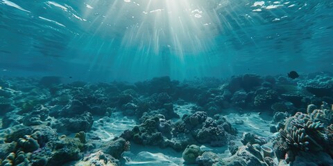 Fototapeta premium A vast ocean with a bright sun shining down on the water