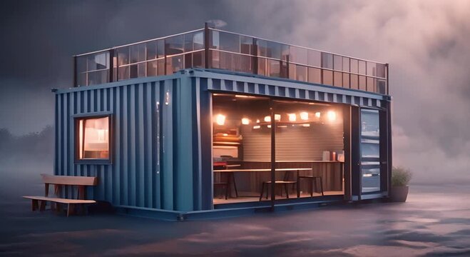 Sleek minimalist 20ft container cafe