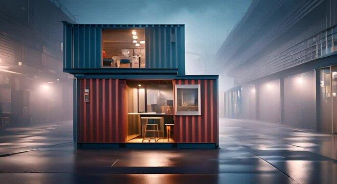 Sleek minimalist 20ft container cafe