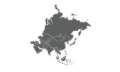 Asia map.isolated on white background. for website layouts, background, education, precise, customizable, Travel worldwide, map silhouette backdrop, earth geography, political, physical.