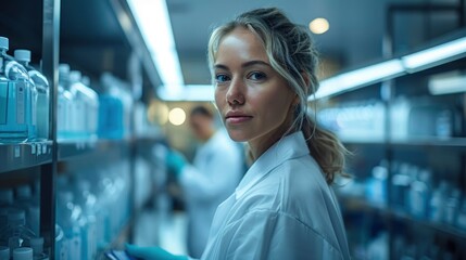 Obraz premium A Precise Scientist In A Cleanroom, Expertly Working With Advanced Nanotechnology