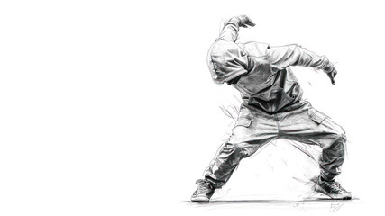 Fototapeta premium Pencil sketch art of male break dancer performance balanced action