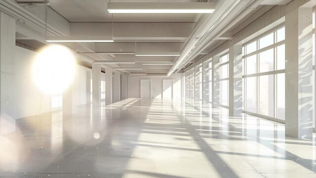 empty modern office with sunlight from window seamless looping overlay 4k virtual video animation background