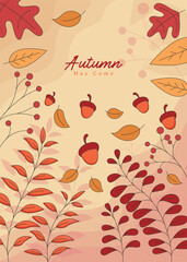 autumn has come banner illustration design, autumn nature concept poster background.