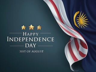 Malaysia independence day celebration with waving flag