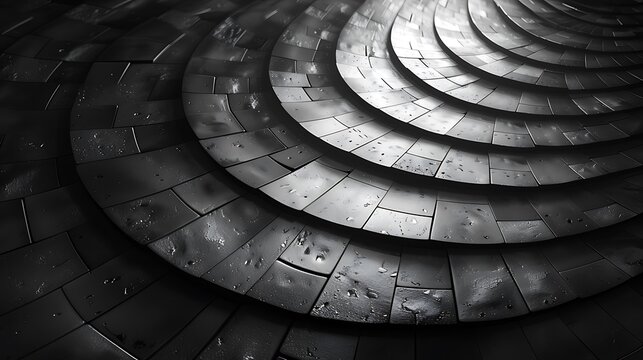 An abstract background featuring circle mosaics in monochrome shades, tessellated pattern, hd quality, digital rendering, high contrast, modern design, sharp and intricate details, minimalist style.