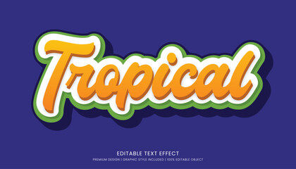tropical editable 3d text effect template bold typography and abstract style drinks logo and brand