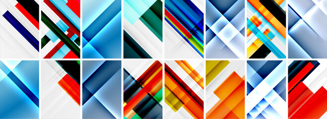 Fototapeta premium Set of low poly triangles poster geometric backgrounds. Vector Illustration For Wallpaper, Banner, Background, Card, Book Illustration, landing page