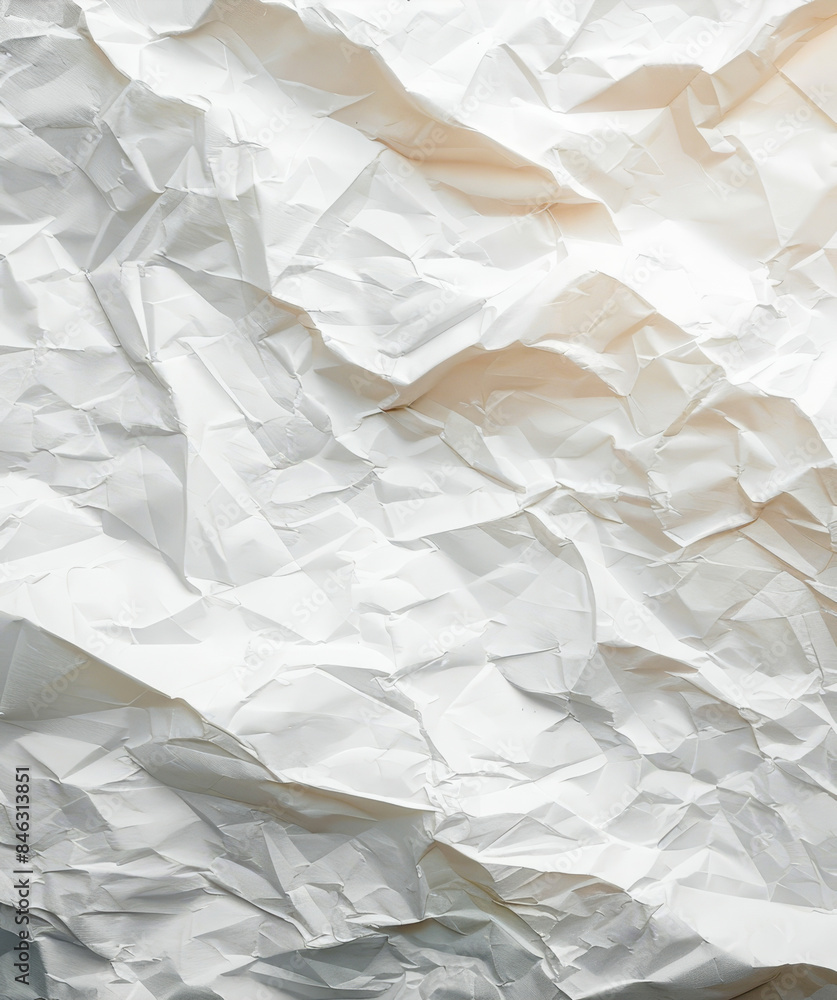 Poster crumpled white paper texture closeup background for abstract design and creative projects