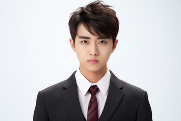 Portrait of a young chinese businessman isolated on white background
