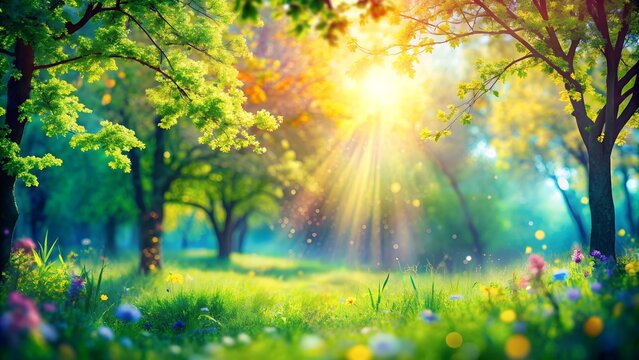 Abstract Nature Background: Grass and Blue Sky for Spring or Summer. Perfect for: spring and summer promotions, nature-themed designs, eco-friendly advertisements, social media posts, website banners.