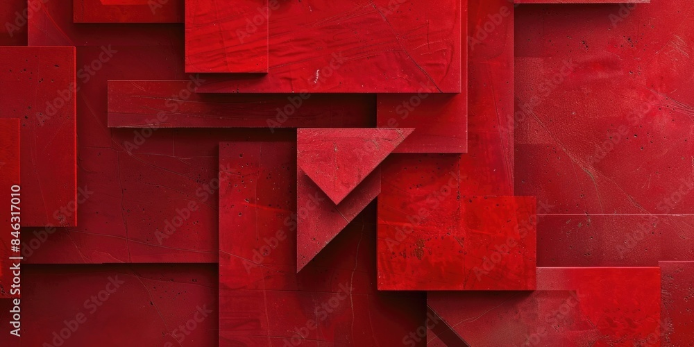 Wall mural a red background with red squares and triangles