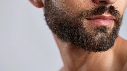 Obraz premium Chest hair removal treatment close-up, focusing on smooth, hair-free skin, isolated background with precise studio lighting, advertising concept