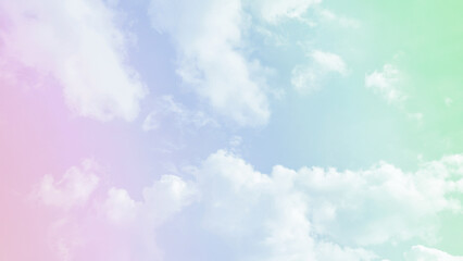 Fototapeta premium Pastel sky purple pink blue with white cloud. Fantasy background. Summer Spring backdrop. Beautiful colourful nature sky.