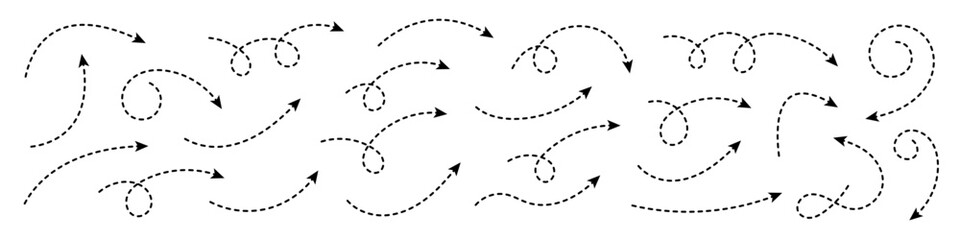 Curved dotted arrow. Zigzag arrow stripes design with dotted lines.