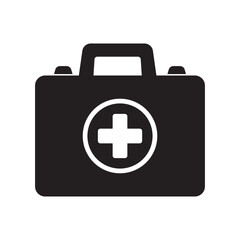 First aid box icon, medical briefcase icon isolated.