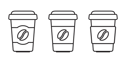 Coffee cup icon. Paper coffee cup icon isolated on white background.