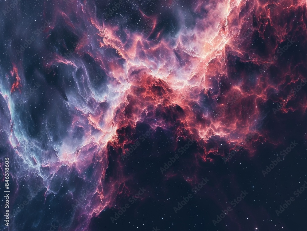 Canvas Prints a colorful space scene with a purple cloud in the middle