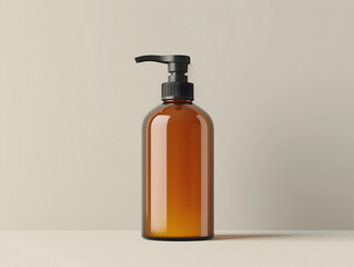Amber Glass Pump Bottle Mock-Up