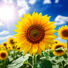 Fototapeta premium sunflower field in the summer