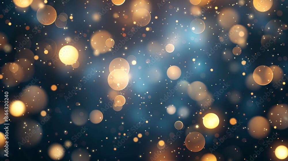 Poster gleaming festive lights vector illustration - abstract bokeh effect with soft white glows on a blurr