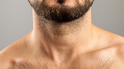 Obraz premium Hair-free chest close-up post-treatment, isolated background, clear studio lighting, highlighting the effectiveness of hair removal services