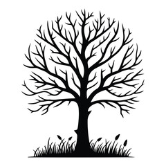 Fototapeta premium Tree black silhouette vector with white color background