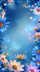 Blue Flower Frame Wallpaper Background
