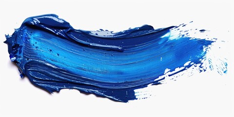 A blue paint brush stroke on a white background