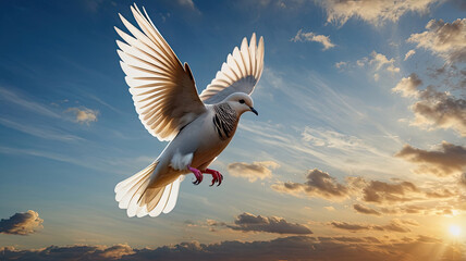 flying dove in the wild nature, wildlife photography