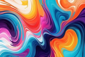 Abstract Dopamine Dressing: Psychedelic Fashion Motif, Abstract marbled acrylic paint ink painted waves painting texture colorful background banner - Bold colors, rainbow color swirls wave 
