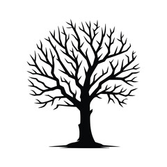 Tree black silhouette vector with white color background